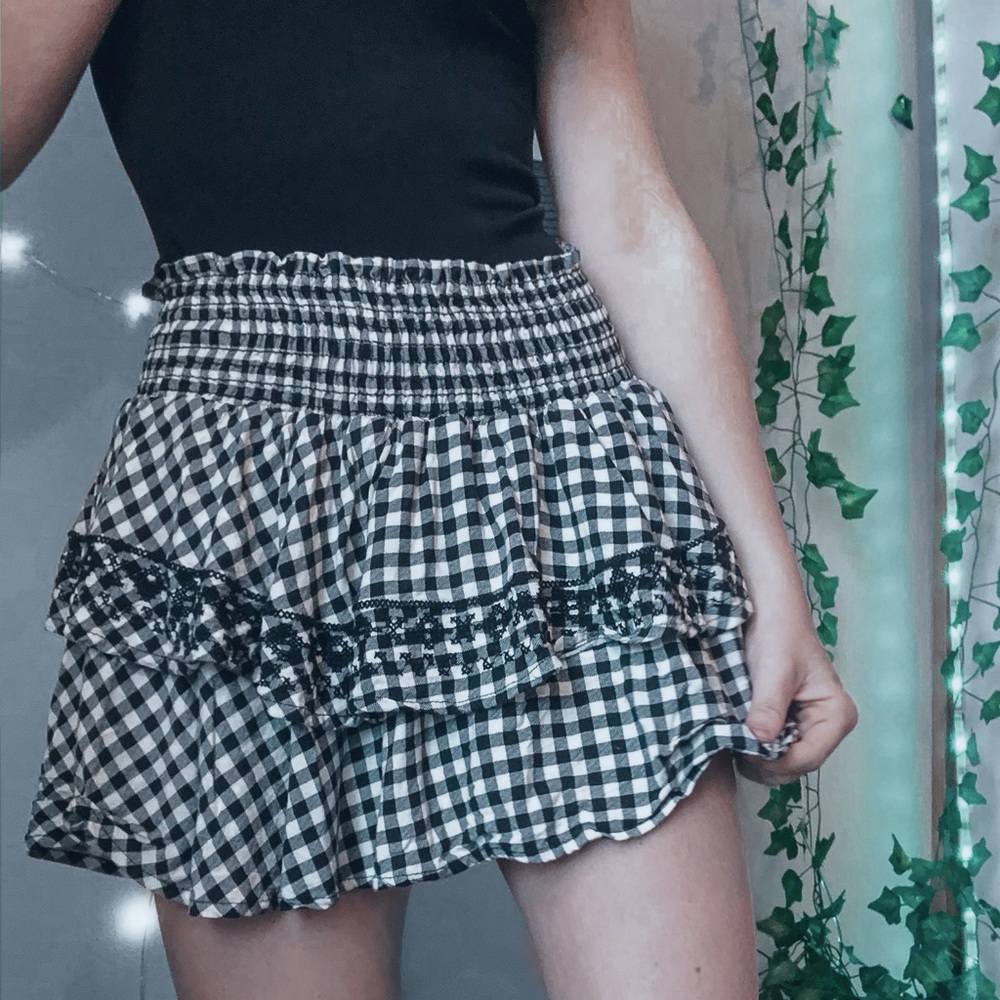 Gingham Vintage Havana Tiered Mini Skirt